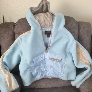 Air Jordan Women's Small 1/2  Zip Hooded & Lined Sherpa Blue Jacket  Winter Warm